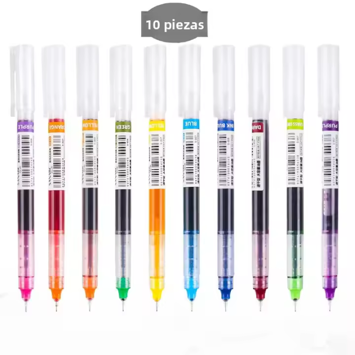Bolígrafo De Gel Líquido De 10 Colores 0.5mm Gran Capacidad Quick-drying Para Escuela Y Oficina Estación De Trabajo Colorido - 1