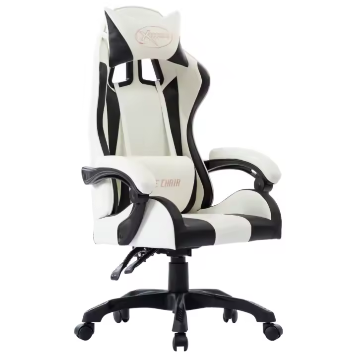 vidaXL Silla gaming de cuero sintético en color Negro/Rosa | cómodas modernas ergonómicas para comedor cocina salón hogar - 1