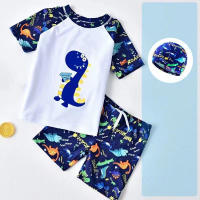 Conjunto De 3 Piezas De Moda Para Niños Natación Con Estampado Cartoon Ropa De Baño Para Niños Con Sombrero Traje De Surf Para Niños Ropa De Playa - details 3