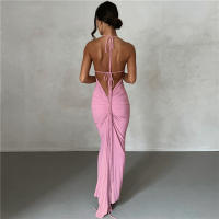 Vestido Mermaid Elegante Para Mujer NIBBER Con Tirantes Y Pliegues Estante Alta Estilo Sexy Y Club Sin Mangas Largo Pierna Vestido De Fiesta De Verano - details 18