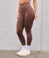Pantalones Deportivos De Cintura Alta Sin Costuras Con Levantamiento De Glúteos En Parche De Melocotón V-Fold Para Mujer - details 2