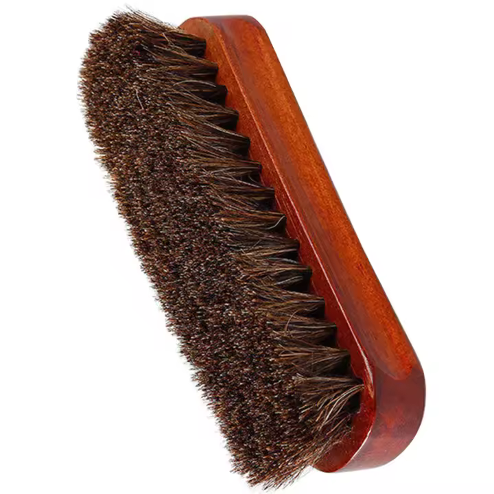 Cepillo de pelo de caballo con cerdas para lavandería doméstica, limpieza de zapatos pequeños, pulido de madera para - 1
