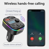 Transmisor De Radio FM Para Coche 2025 Con Soporte Para Tarjeta TF Y USB Doble USB Tipo C Reproductor MP3 Para Teléfono Móvil Con Carga Inalámbrica - details 1