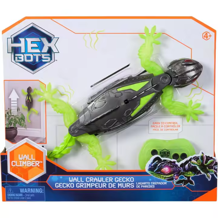 HEX BOTS - WALLCRAWLER GECKO - LAGARTO GECO TREPADOR DE PAREDES - Robot Control Remoto Recargable - 6070281 - Regalo niño 4 años + - Juguetes niños 4 Años (Spin Master 6070281) - 1