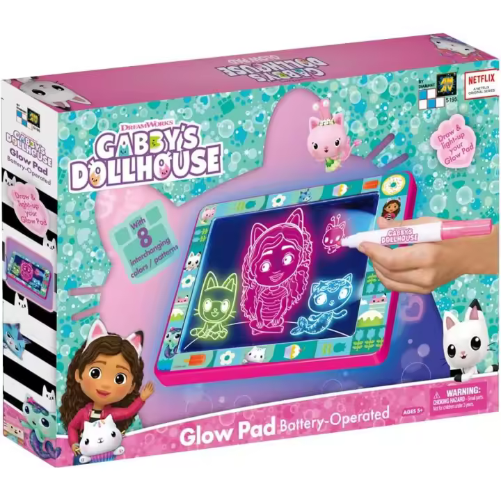 Cefa Toys - Pizarra Luminosa Mágica La Casa de Muñecas de Gabby, Pizarra con Tablero Luminoso Portátil, Incluye 8 Luces de Colores y 2 Rotuladores Borrables - 1