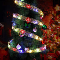 Cinta De Navidad Luminosa Con Lazo Dorado De 2-10M Luces De Hada Para Decoración De Árbol Y Regalos En Fiestas Y Hogar - details 14