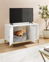 Armario para Gatos con Patas Altas - Elegante Mueble para Arena, 80x50x55 cm, Blanco y Dorado - details 2