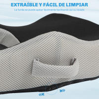 HOMCOM Cojín de Asiento de Espuma Viscoelástica Cojín para Silla de Oficina con Base Antideslizante y Funda de Malla para Silla de Comedor Silla de Ruedas Negro - details 2