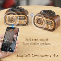 Altavoz Bluetooth Multifunción Retro Radio FM AM SW Con Paneles Solares Recargables Radio Cortafuegos Subwoofer Audio Portátil - details 2