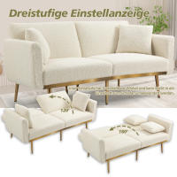 Sofá Doble Moderno para Sala de Estar, Sofá Doble with Cojines, Sofá de Terciopelo con Respaldo Ajustable, Sofá Cama Cómode with Patas Tapichadas y Metálicas para Habitaciones pequeñas, Blanco - details 2