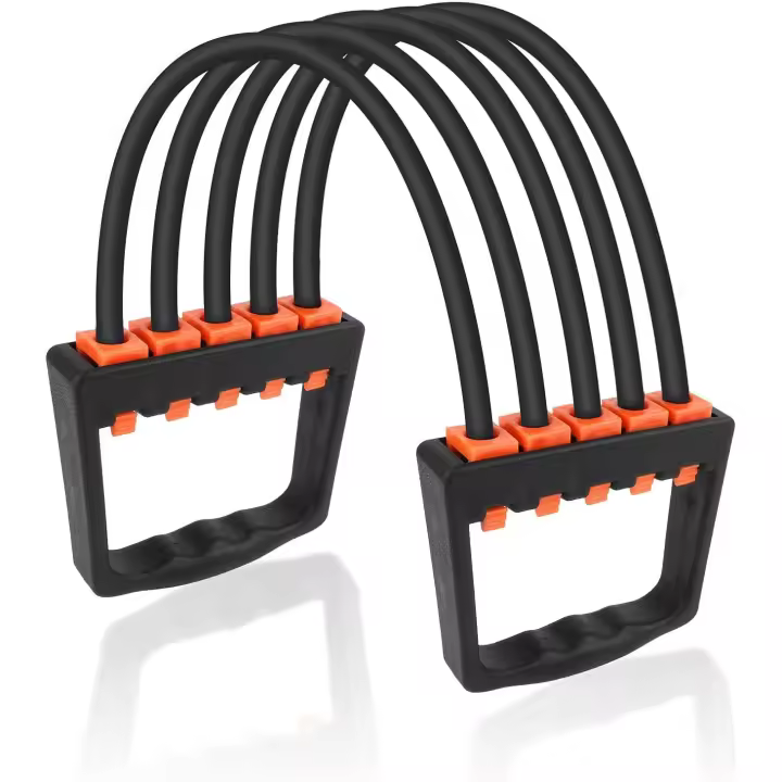Expansor de pecho con extractor, 5 tubos de bandas de resistencia de látex extraíbles, ejercitador de músculos del pecho ajustable para entrenamiento muscular en el hogar (negro) - 1