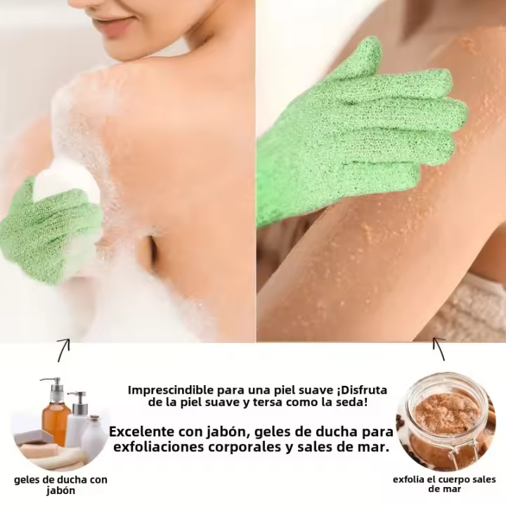 Juego De Guantes De Baño Exfoliantes Con Bombilla De Baño Para Masaje Y Limpieza Profunda Del Cuerpo Spa Para Cuidado De La Piel - 1