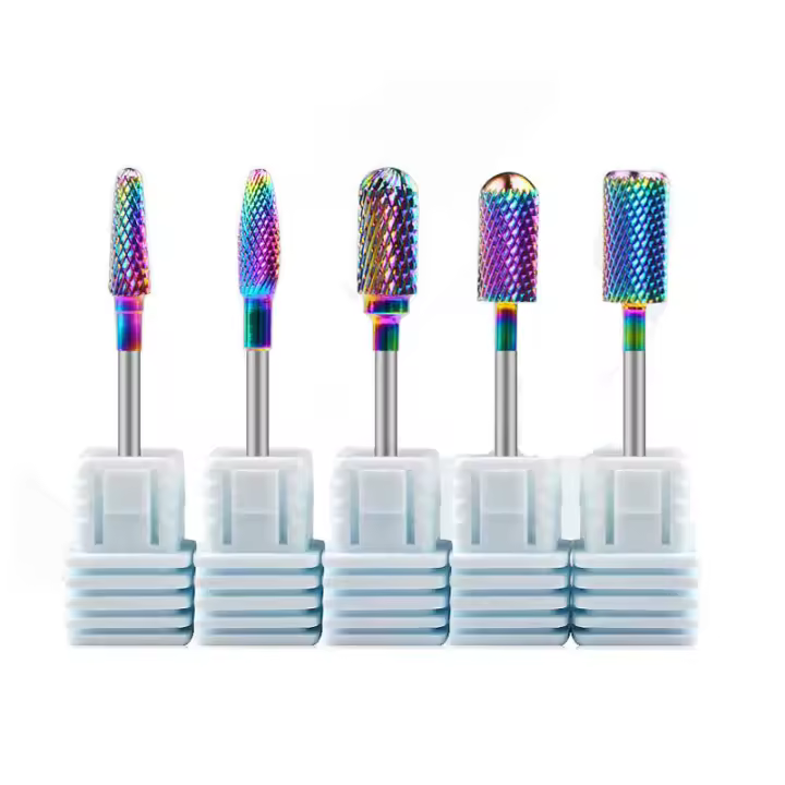 Juego De 5 Piezas De Cortadores De Uñas De Titanio Arco Iris Para Manicura Eliminación De Esmalte De Gel Accesorios Para Taladro De Uñas - 1