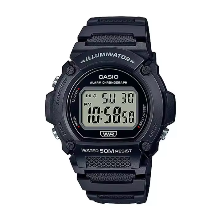Reloj deportivo hombre Casio W219h-1A Luz LED Cronómetro alarma 50m Water Resist - 1