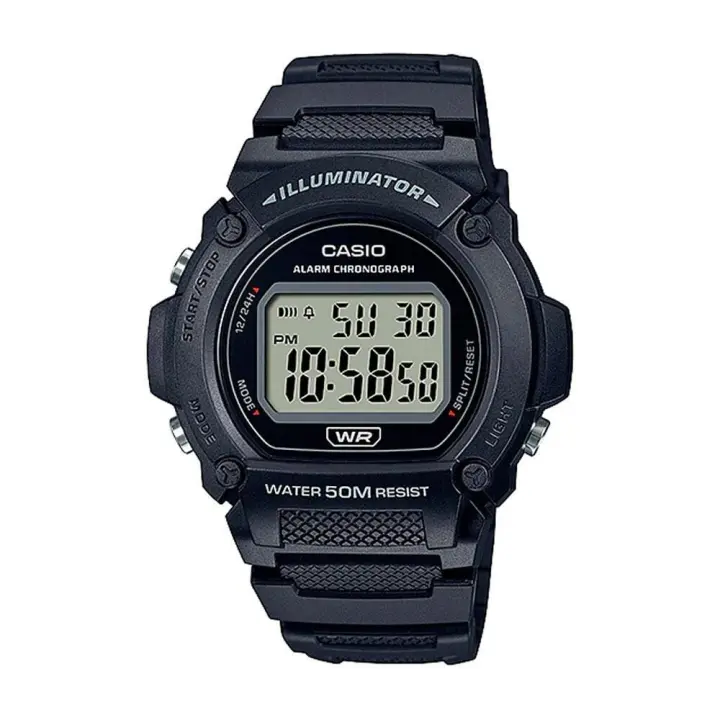 Reloj deportivo hombre Casio W219h-1A Luz LED Cronómetro alarma 50m Water Resist - 1