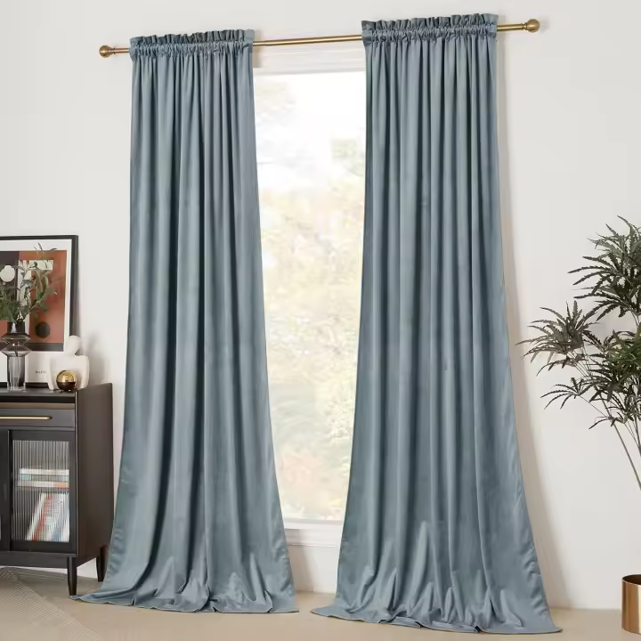 Cortinas de Terciopelo para Teatro y Sala de Cine (Juego de 2, 120 Pulgadas de Largo) - 1