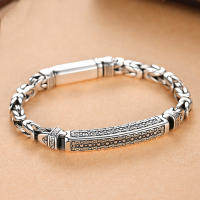Pulsera De Moda Para Hombres En Color Plata Con Patrón De Paz Y Cierre De Llave Estilo Retro Hipster Accesorio De Regalo - details 0