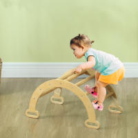 AIYAPLAY Escalada para Niños de Madera 2 en 1 Arco de Escalada para Niños de 18-48 Meses Balancín para Bebés Carga 50 kg 68x42x36 cm Natural - details 1