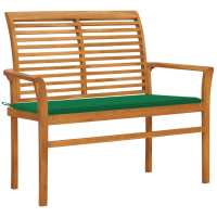 vidaXL Banco de jardín madera maciza de teca con cojín 112 cm en color Verde/Azul/Azul real y más | acolchados duraderos para sofás de jardín terraza exterior - details 0