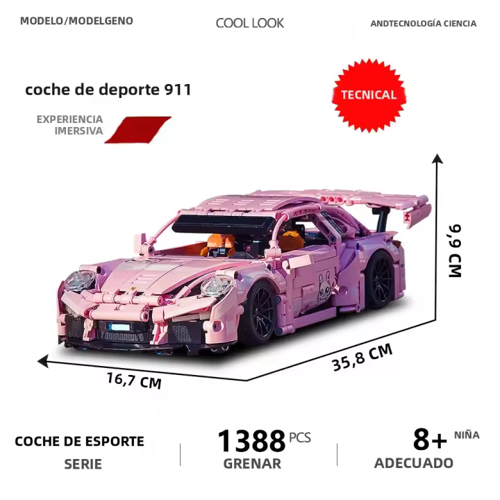 Modelo De Coche Deportivo Remoto De Control Con Bloques De Construcción Alta Dificultad Regalo Para Niño En Navidad ABS Educativo - 1