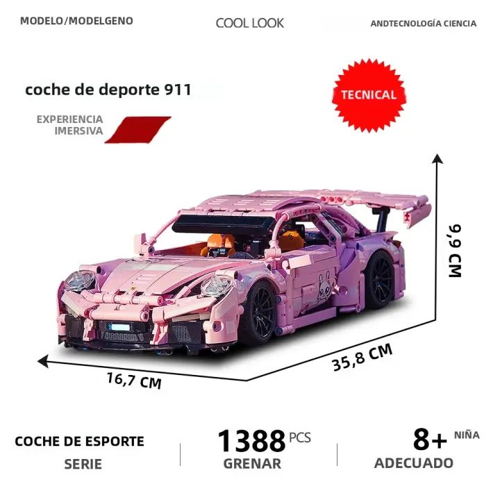 Modelo De Coche Deportivo Remoto De Control Con Bloques De Construcción Alta Dificultad Regalo Para Niño En Navidad ABS Educativo - 1