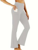 Leggings De Yoga Para Mujer Cintura Alta Levanta Glúteos Estilo Flare Duraderos Elásticos Con Bolsillos Adecuados Para Todas Las Estaciones - details 3