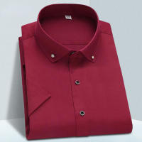 Camisa De Encaje Para Hombre De Alta Calidad No Planchable Manga Corta Nuevo Ropa Sólida Negocios Camisas Blancas Azules Marinas Negras Rojas Para Oficina Y Viajes - details 13
