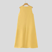 Vestido Largo Sin Mangas De Verano ZANZEA Estilo Coreano Suelto Con Pliegues Para La Playa Vestido Casual De Playa A-Line Para Mujer - details 11