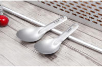 Tiartisan Cuchara De Titanio Puro Ultraligera Pequeña Para Camping Y Picnics Con Bolsa De Almacenamiento Utensilio De Cocina Para Exteriores - details 5