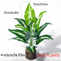 Planta Artificial De Monstera De 43 Cm Con 12 Hojas Hojas Verdes De Palma Tropicales Para Decoración De Jardín Y Hogar - details 6