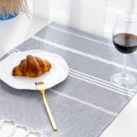Toalla De Algodón Turca Para Cocina Con Borlas Nórdicas Toalla De Té Rectangular De Punto Tejida Accesorios De Baño Con Estilo Striped - details 3