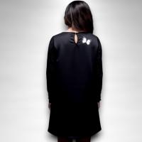 Vestido Caos Anabel Lee Mujer | Negro Evasé Tul Maxi Print Foil Plata | "Sacar Belleza de este Caos es una Virtud. Ámate" - details 2