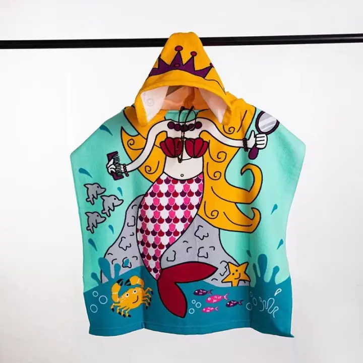 Albornoz con estampado de Dibujos animados para Bebé, toalla de Playa de Unicornio para Niña, Toalla de Baño de Dinosaur Tiburón para Niño, Capa con capucha, toalla, artículo de baño para niños - 1
