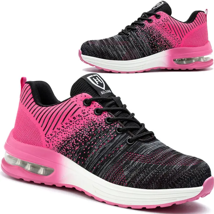 Zapatos de Seguridad Hombre Mujer Zapatillas de Seguridad Ligeras Zapato de Trabajo Códodo Transpirable with Puntera de Acero Negro-Rosa Talla 35 SSIT - 1