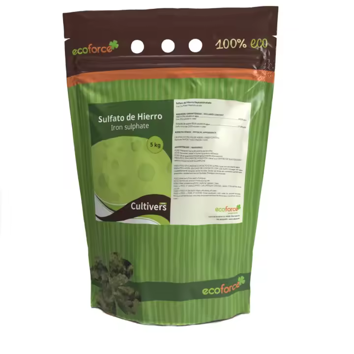 CULTIVERS Sulfato de Hierro Heptahidratado 5 kg múltiples uso Hogar y Jardín. Abono Natural  Plantas aporte de Hierro - 1