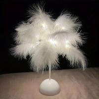 Lámpara De Mesa LED Cálida Pequeña Luz Nocturna Decorativa Para Habitación De Niña Y Novia Lámpara De Lectura Al Lado Del Cama Estilo Nórdico Romántico Con Plumas - details 9