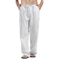 Pantalones De Lino Para Hombre Color Sólido Con Varios Bolsillos Transpirables Pantalones Casuales Para Deporte Y Calle - details 2