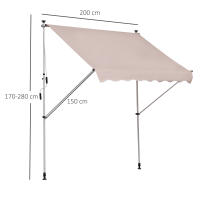 Outsunny Toldo Manual Retráctil 200x150 cm con Manivela de Aluminio Ángulo Ajustable Protección Solar para Terraza Balcón Jardín Patio - details 2