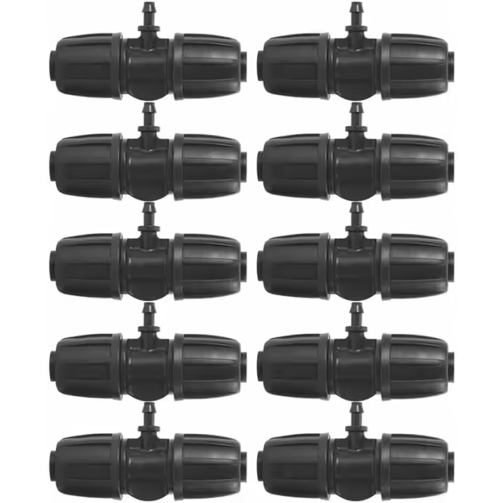 Conectores en T con púas de bloqueo de jardín de 16mm a 4/7, 10 unids/set de conectores para sistema de riego de jardín con manguera de PE - 1