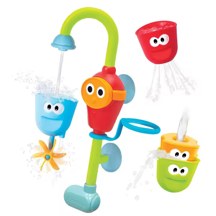 Boquilla de juguete para baño para niños pequeños: tres vasos de juego apilables y boquillas rociadoras de agua para que los niños se diviertan en el baño - 1