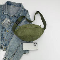 Bolsa De Cintura Para Mujer De Corduroy Con Bordado De Letras Bolso Transversal De Moda Bolso De Hombro Y Pecho - details 10
