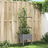 vidaXL Jardinera con enrejado PP gris claro 40x40x142,5 cm - details 1