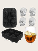 Molde De Hielo En Forma De Cráneo De 4 Células 1 Pieza Material De Silicona Sin Químicos De Alta Preocupación Tipo De Recipiente Para Hielo - details 5