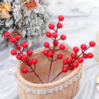 Decoración De Navidad Artificial Rama De Uvas Rojas Para Vaso Flores Falsas Para El Hogar Adornos De Árbol De Navidad Accesorio De Plantas - details 3