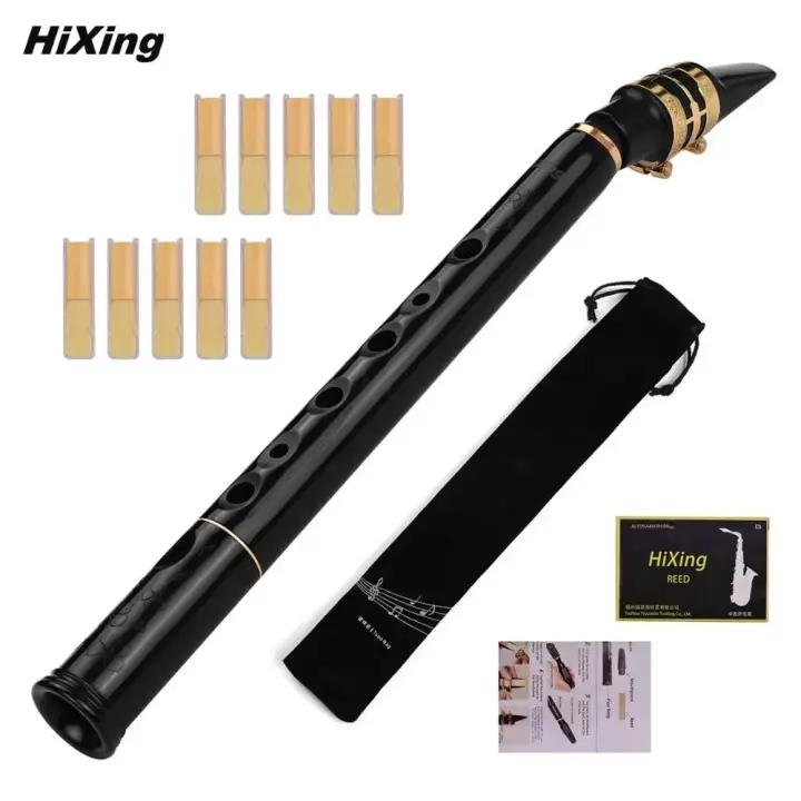 Mini Saxofón C Llave HiXing De Bolsillo Material ABS Con 10 Piezas De Fibras Y Estuche De Transporte Instrumento De Viento Muslady - 1