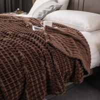 Manta De Punto Elegante Con Cuadros - Cómoda Y Cálida Todo El Año, Faux Peluche De Conejo Hipoalergénico Trae El Confort De Casa - details 14