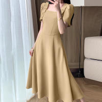 Vestido Elegante De Noche ZANZEA Para Mujer Vintage Con Cuello Cuadrado Y Lazo Vestido Largo De Verano Con Manga Puff Silueta Ajustada Y Flared - details 1