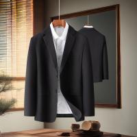 Chaqueta De Negocios Elegante Y Moderna Para Hombre En Colores Sólidos Gris Negro Azul Oscuro Talla Regular Cierre Frontal Simple Estilo Trabajo Ocio - details 1