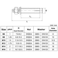 Tornillos De Expansión De Acero Inoxidable 304 Para Concreto Anclajes Y Ganchos Tamaño M6 M8 M10 M12 M14 M16 Herramientas De Metal Para Fabricación De Maquinaria - details 0