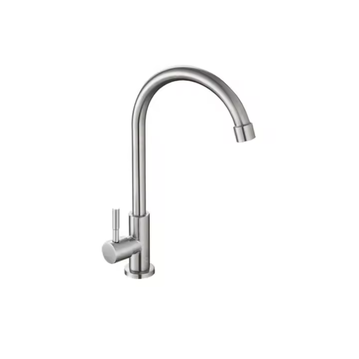 Robinet d'eau froide simple pour évier, Robinet de Cuisine Noir de qualité Supérieur, pivotant à 360 ° dans les deux Sens, Robinet d'évier de Cuisine à poignée unique, Acier inoxydable 304 - 1